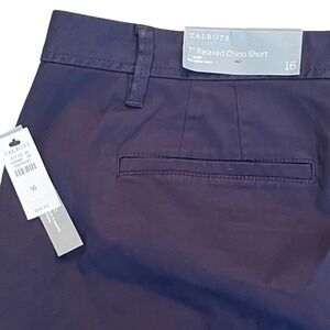 NWT Talbots Relaxed Chino Shorts Womens‎ 16 Navy Cotton
